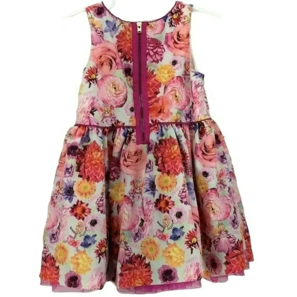 Florabelle Girl's Floral Pink Spring Fairy People Sleeveless Tulle Dress Size 3T
